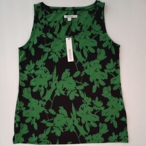 Chico's NWT Women's Touch of Cool Floral Polished Tank, Verdant Green, Size 0